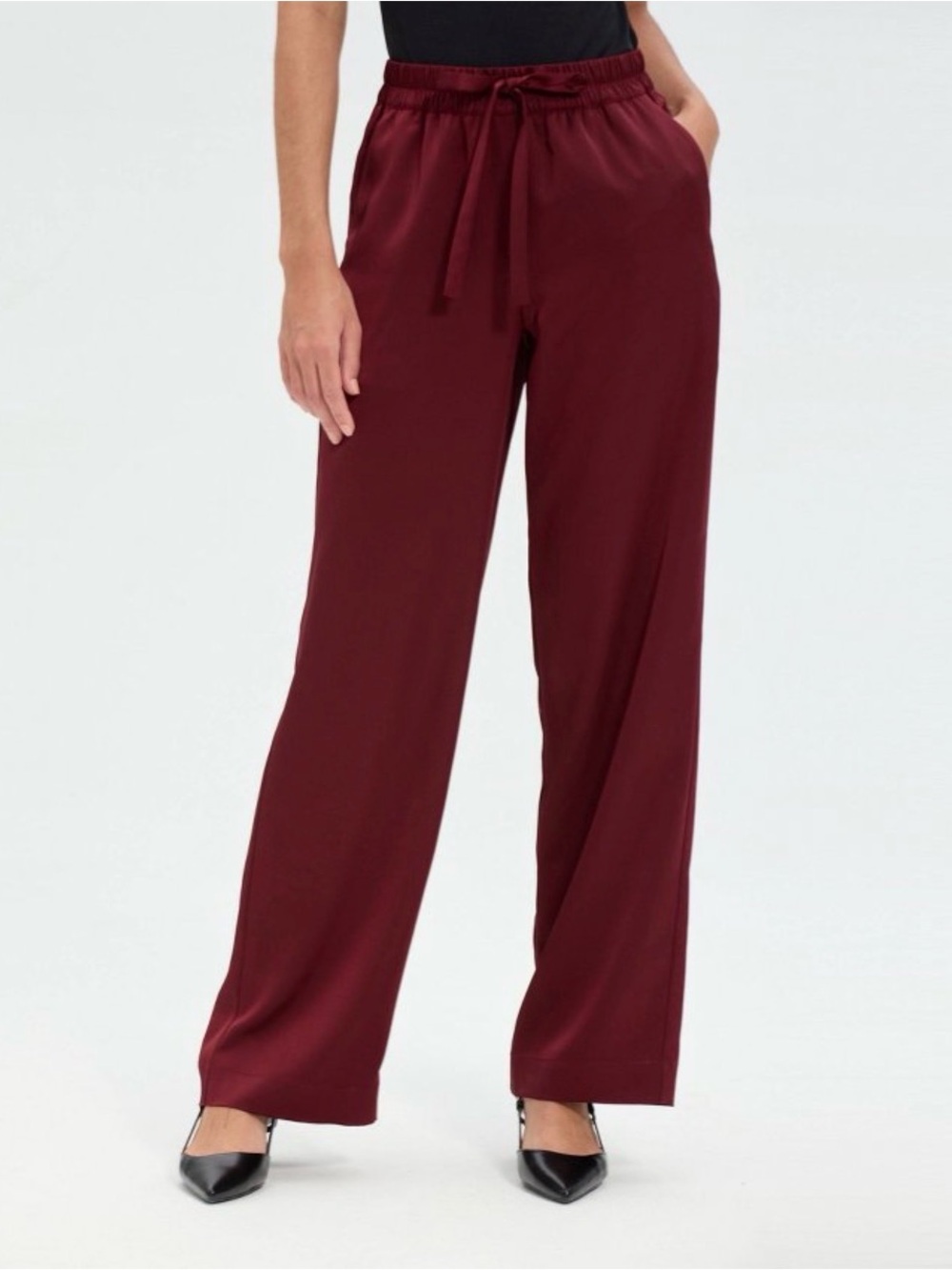 A New Day - High Rise Wide-Leg Trousers Pants - Burgundy - MED